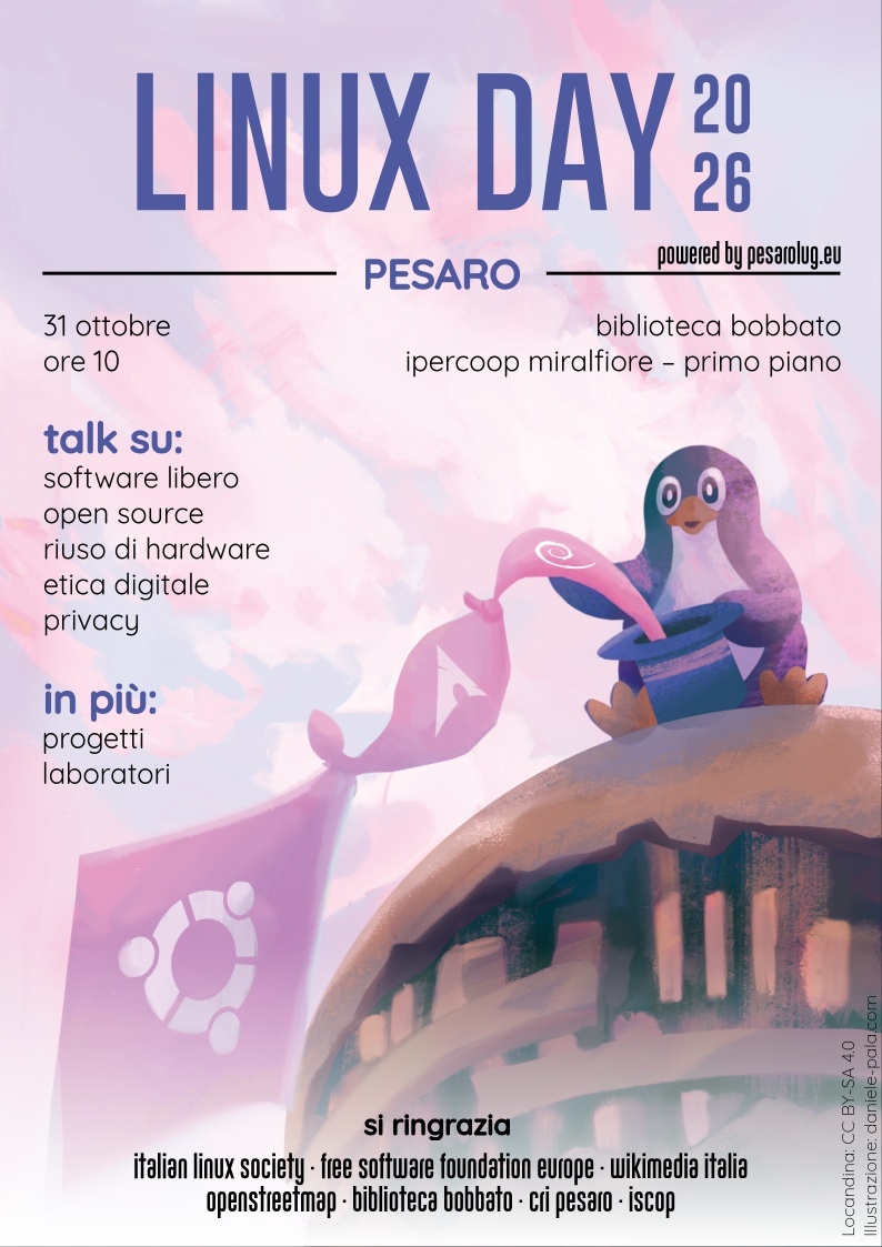 Locandina del Linux Day 2026 a Pesaro